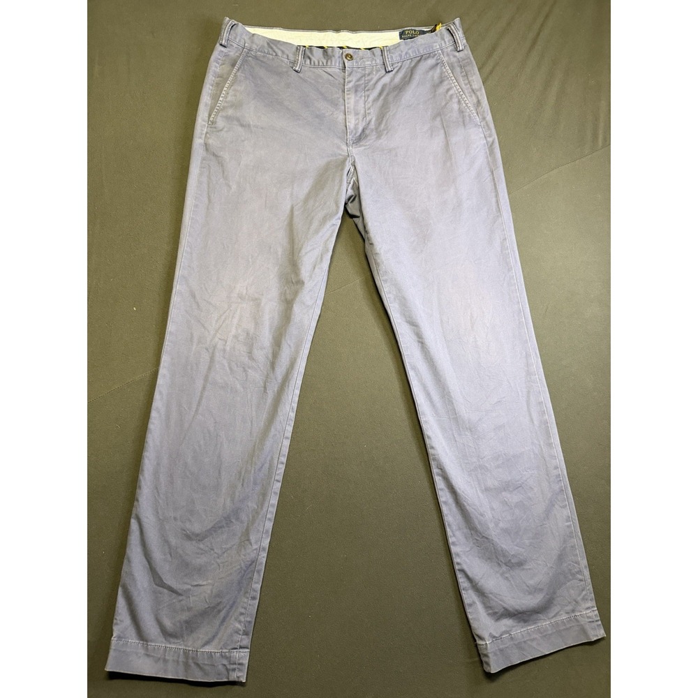 Polo Ralph Lauren Stretch Straight Fit Washed Chino Pants Mens 36x34 Blue Cotton